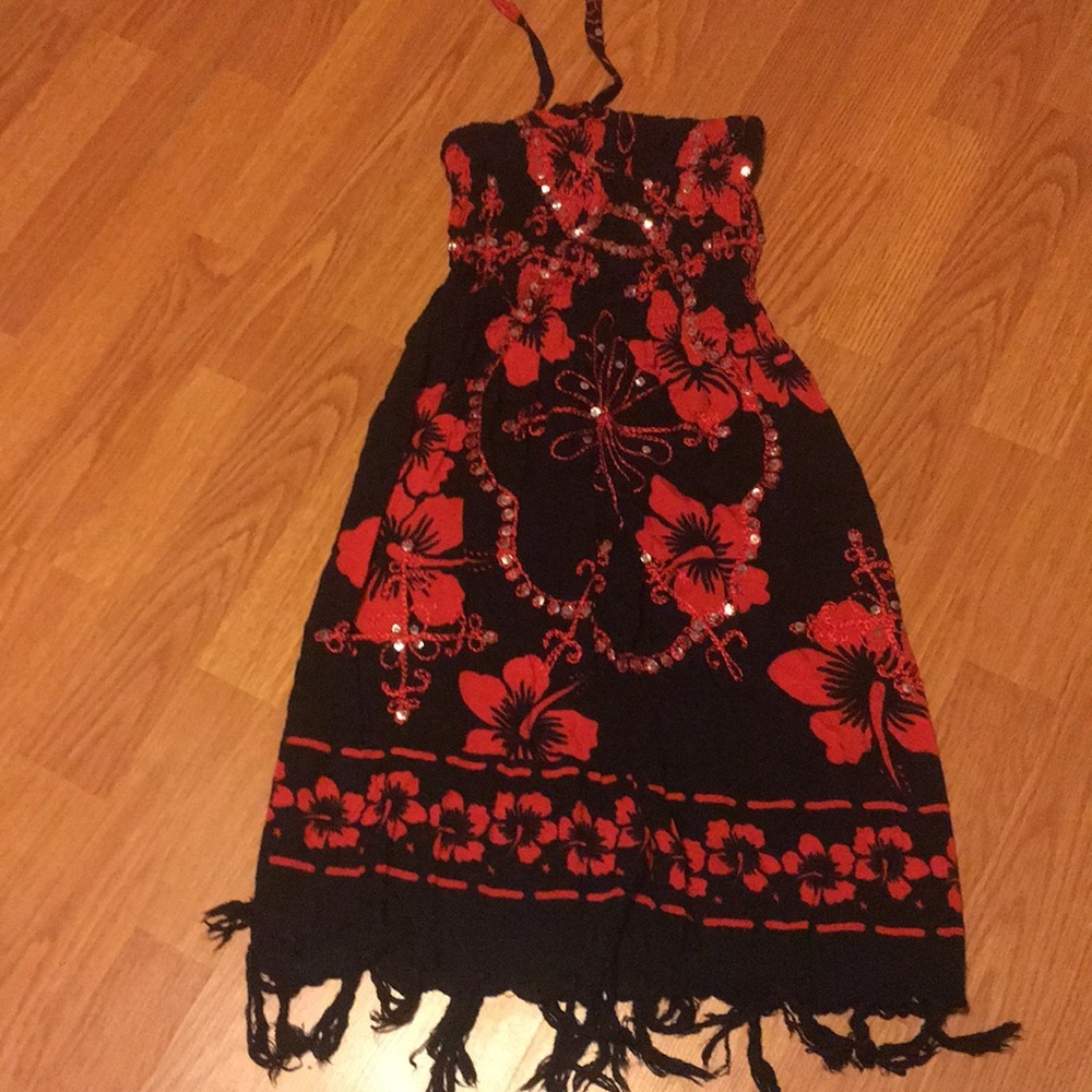 Red and Black floral sundress